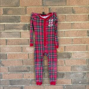Place Red and Green Plaid Kids One Piece Footie 2019 Christmas PJs Size 6